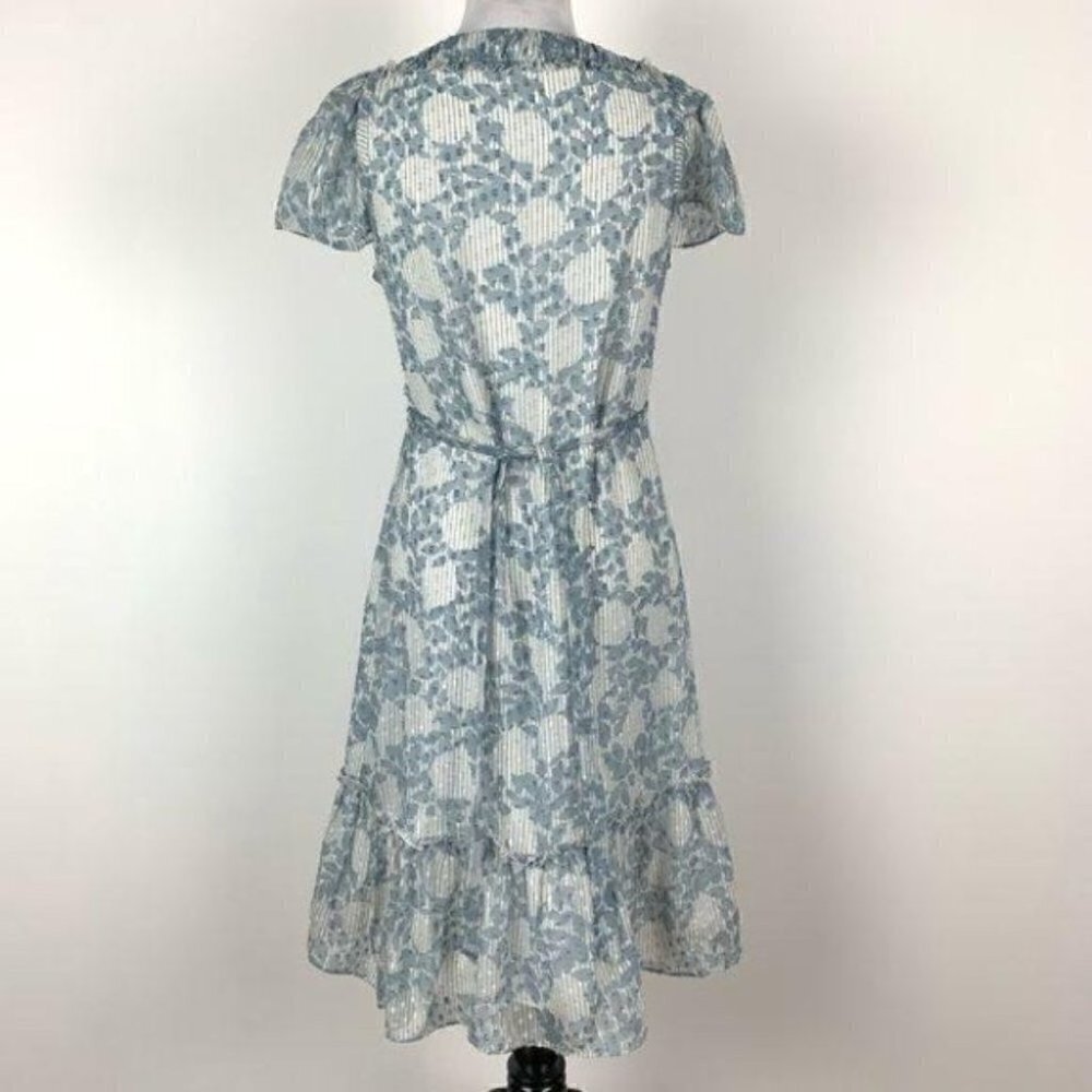 Bcbgmaxazria dress size S white blue 100% silk - Picture 6 of 8